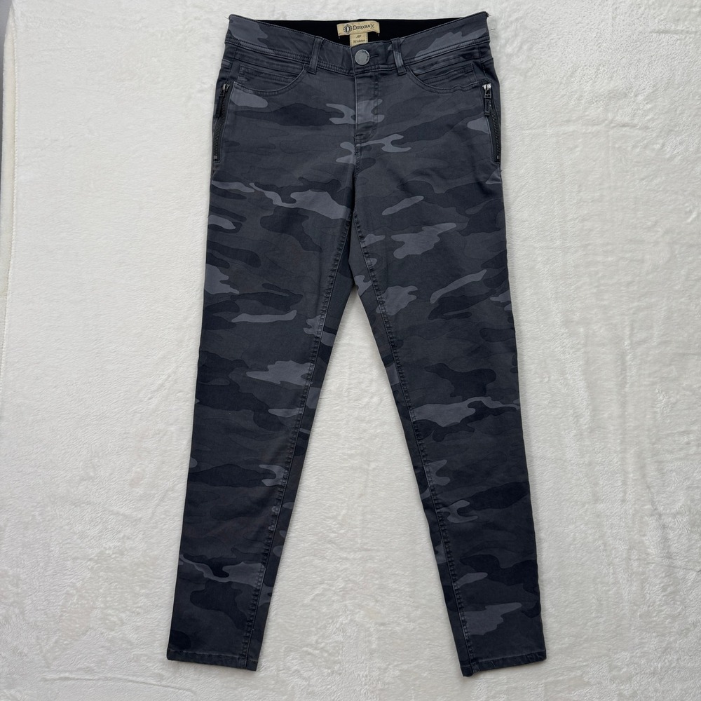 Democracy Pants Womens 10 Grey Camo Ab"solution Skinny Zipper Pockets